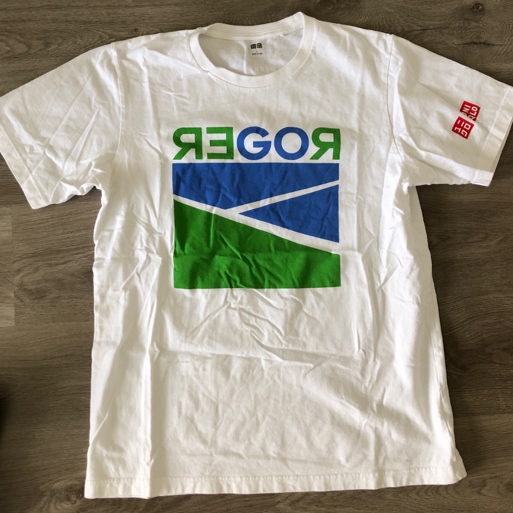 Roger Federer US Open Uniqlo Mens Shirt Large